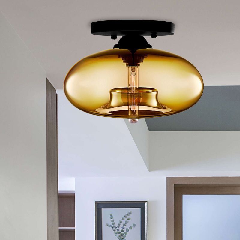 Industrial Art Deco Globe Flush Mount Ceiling Light – Living Room, Home Decor