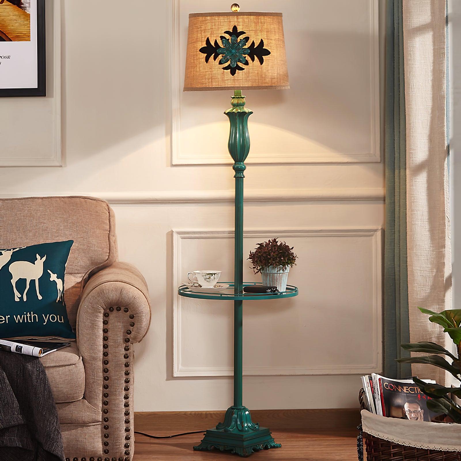 Vintage Floor Lamp, Metal/Resin, Green – Living Room, Home Decor