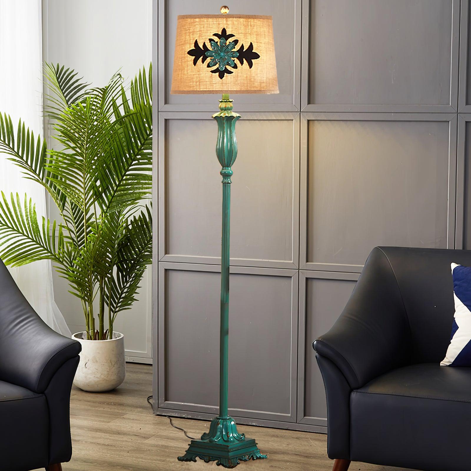 Vintage Floor Lamp, Metal/Resin, Green – Living Room, Home Decor