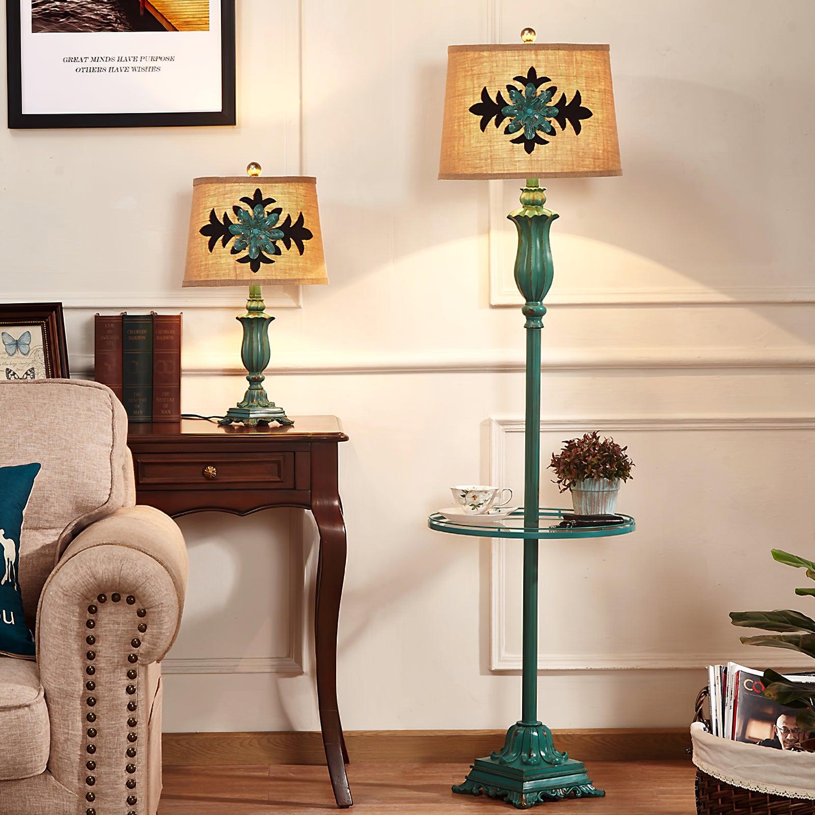 Vintage Floor Lamp, Metal/Resin, Green – Living Room, Home Decor