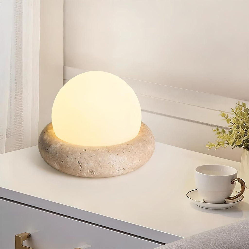 Travertine Globe Table Lamp Mini – Home Decor, Gift
