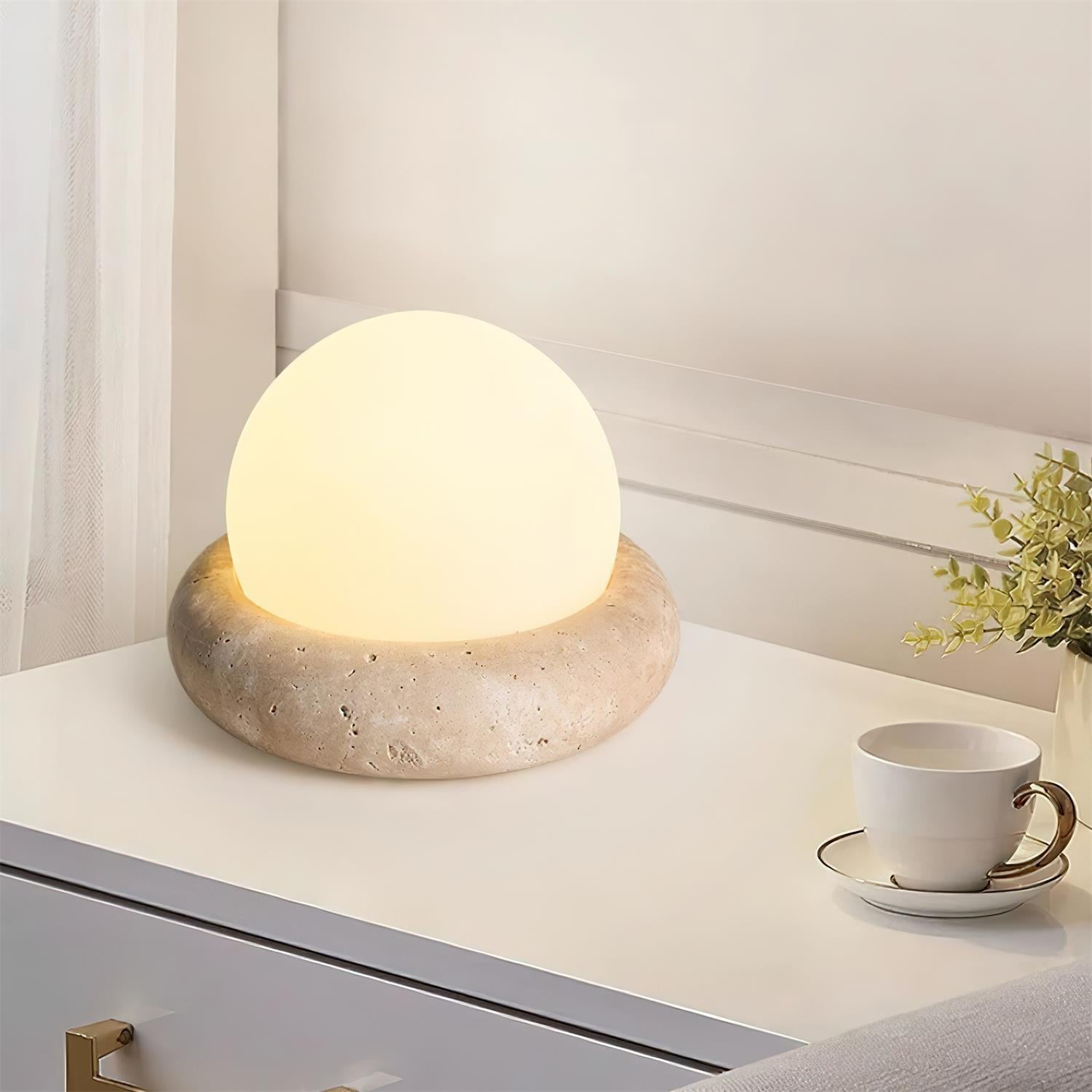 Travertine Globe Table Lamp Mini – Home Decor, Gift