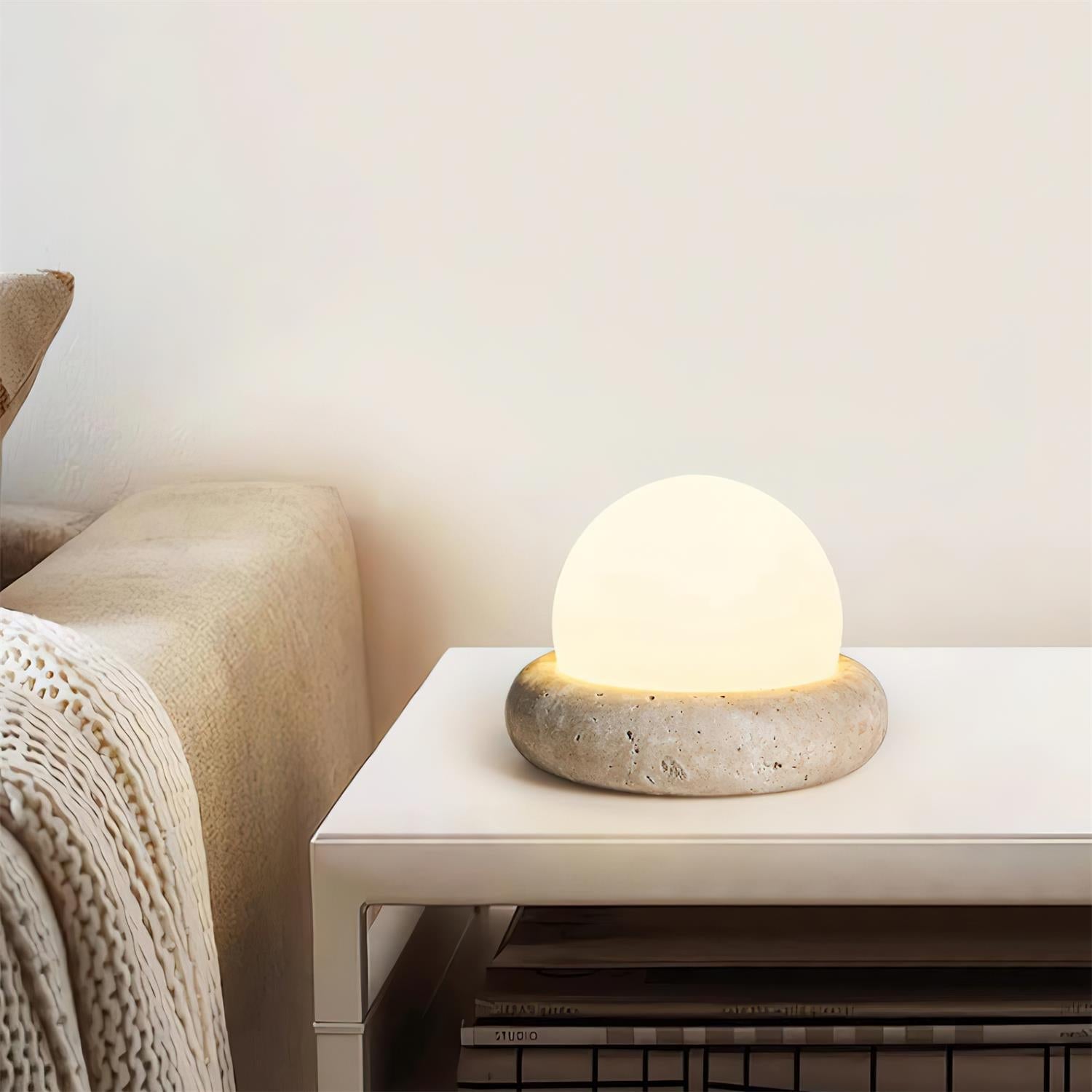 Travertine Globe Table Lamp Mini – Home Decor, Gift