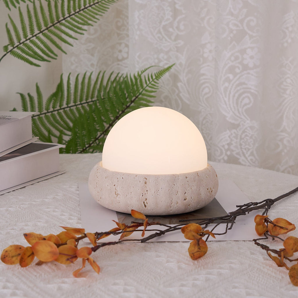 Travertine Globe Table Lamp Mini – Home Decor, Gift