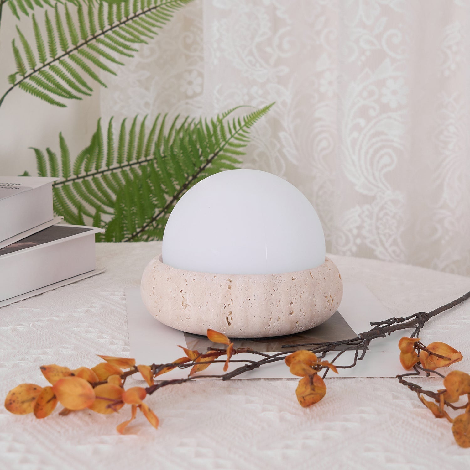 Travertine Globe Table Lamp Mini – Home Decor, Gift