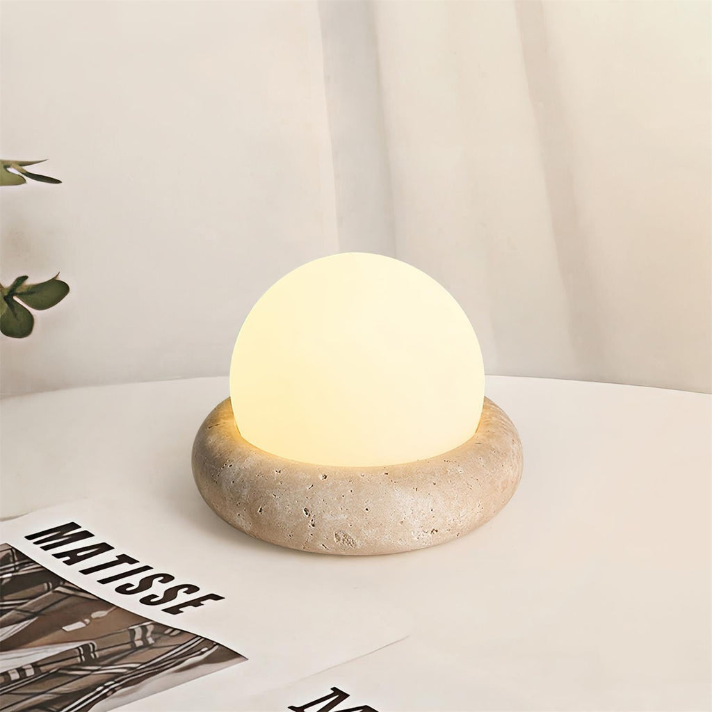 Travertine Globe Table Lamp Mini – Home Decor, Gift
