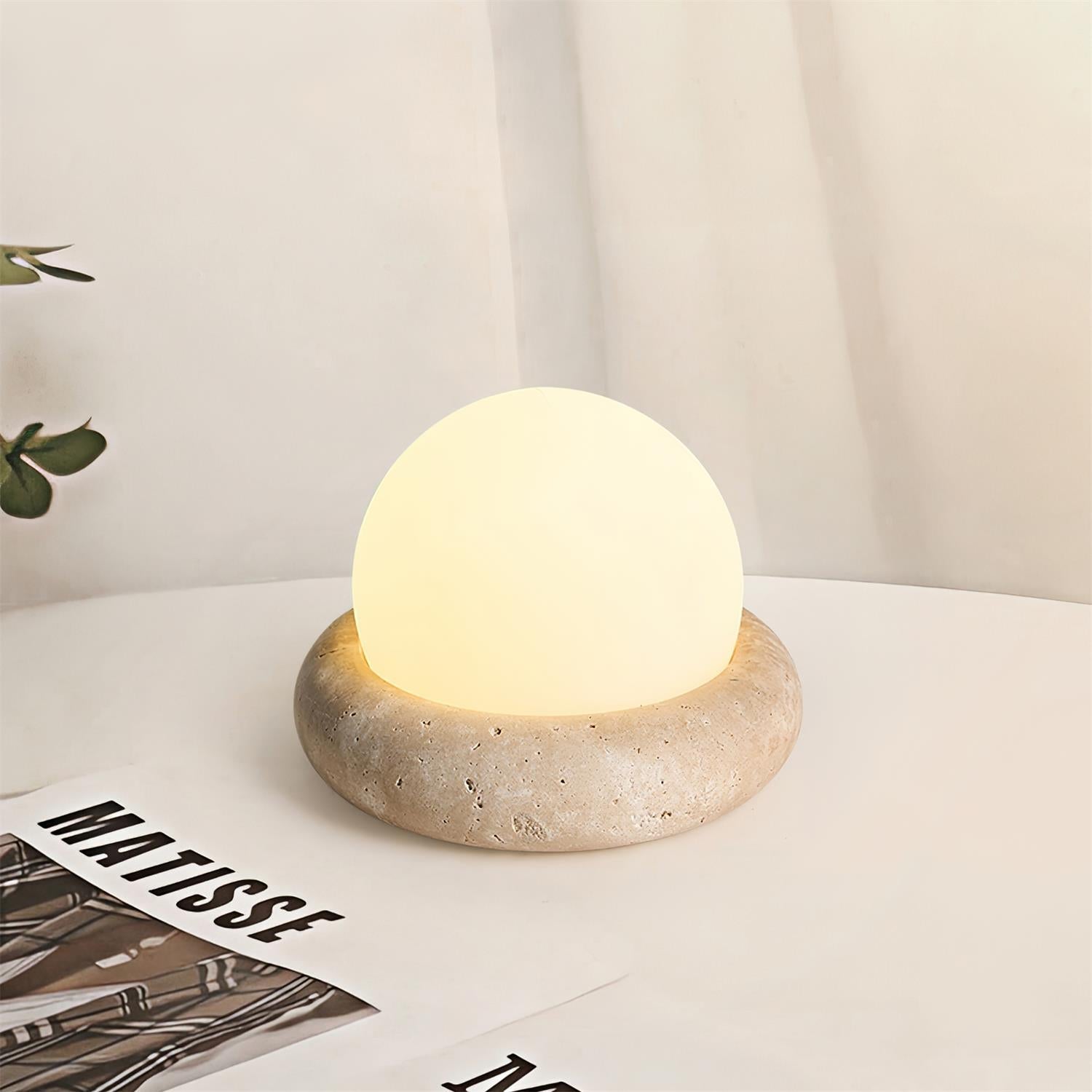 Travertine Globe Table Lamp Mini – Home Decor, Gift