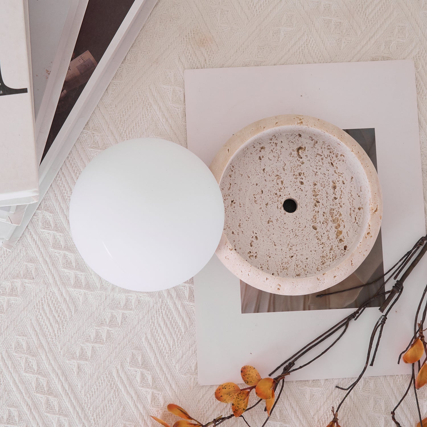 Travertine Globe Table Lamp Mini – Home Decor, Gift