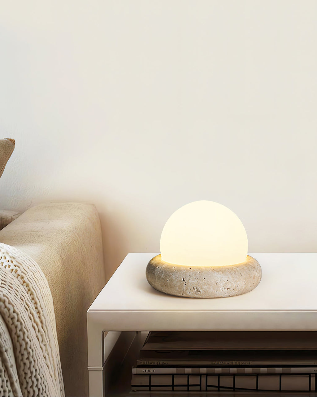 Travertine Globe Table Lamp Mini – Home Decor, Gift
