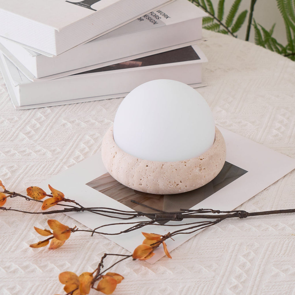 Travertine Globe Table Lamp Mini – Home Decor, Gift