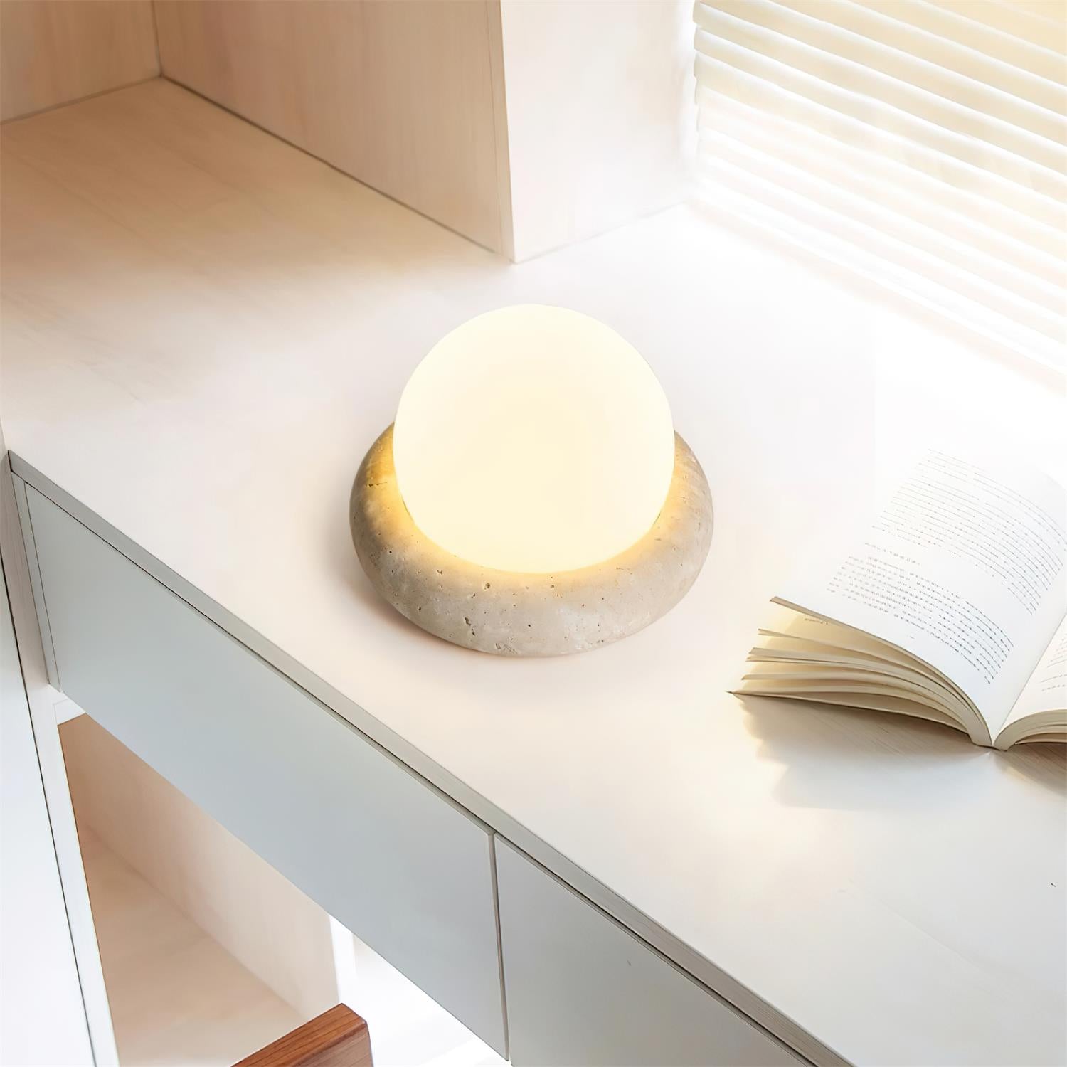 Travertine Globe Table Lamp Mini – Home Decor, Gift