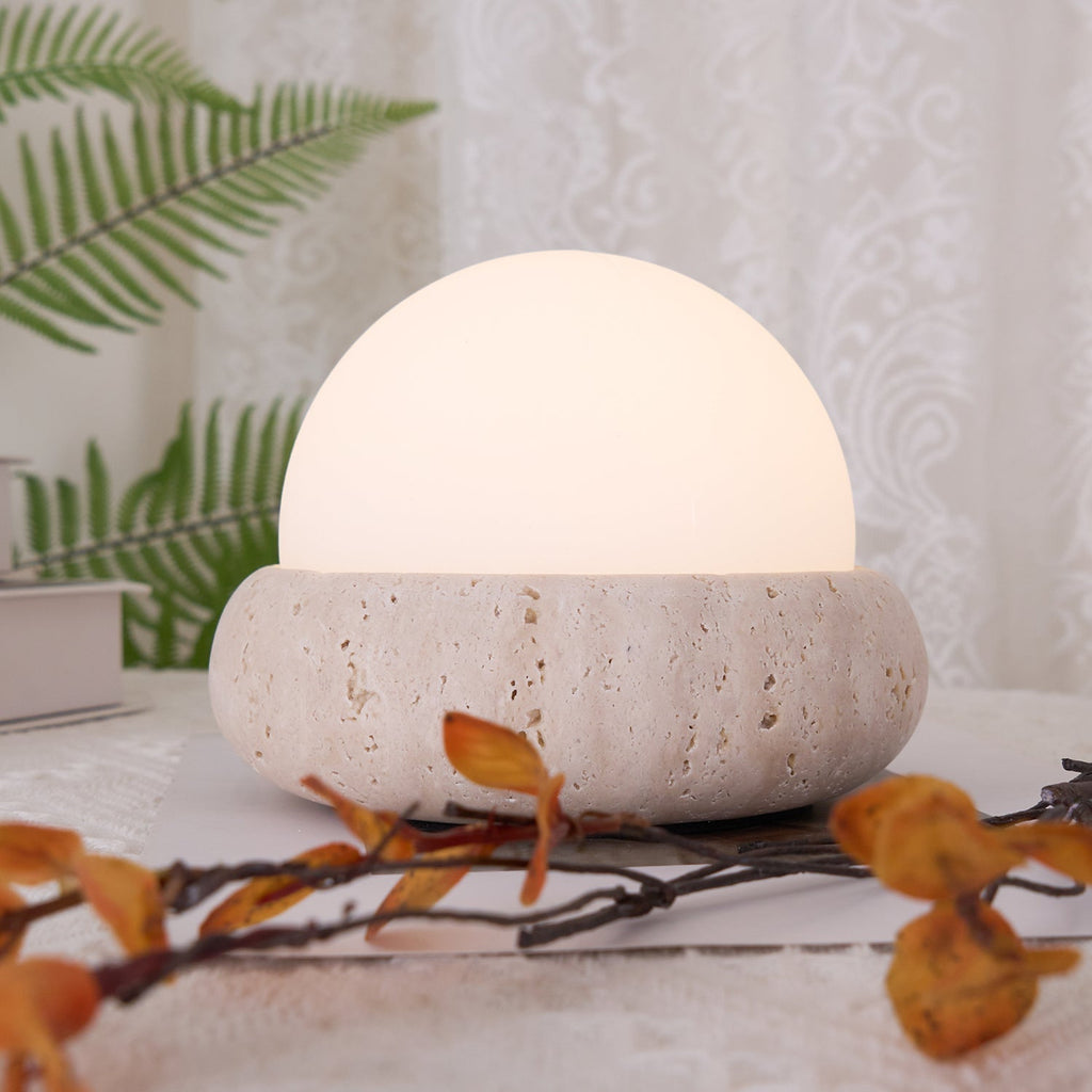 Travertine Globe Table Lamp Mini – Home Decor, Gift