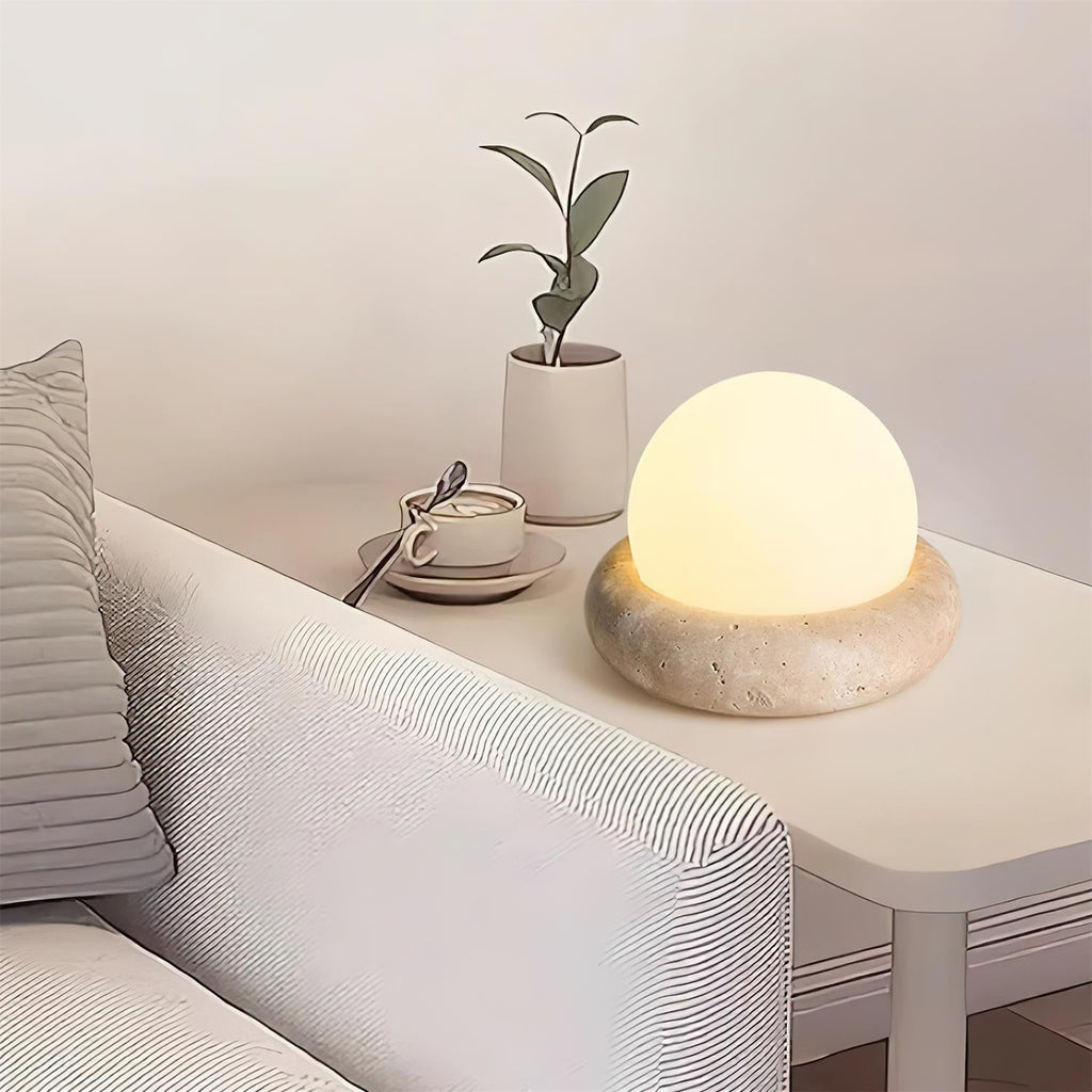 Travertine Globe Table Lamp Mini – Home Decor, Gift