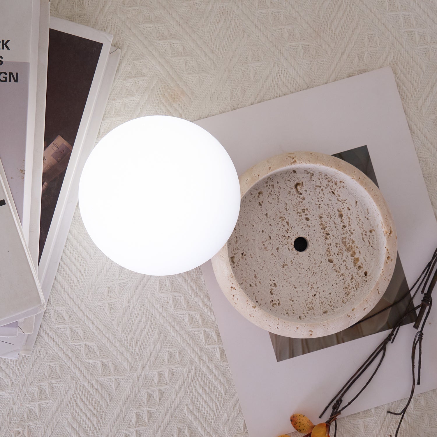 Travertine Globe Table Lamp Mini – Home Decor, Gift