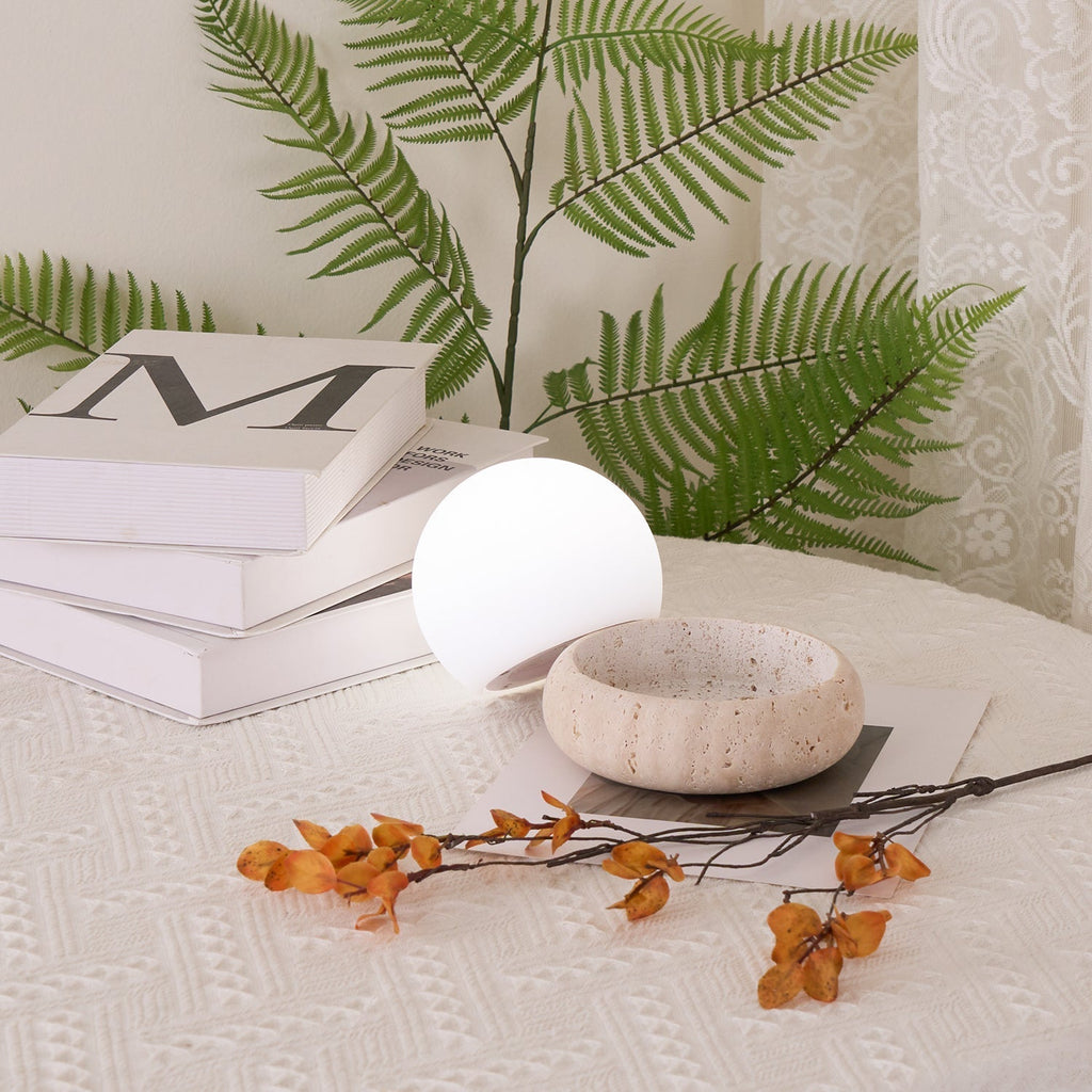 Travertine Globe Table Lamp Mini – Home Decor, Gift