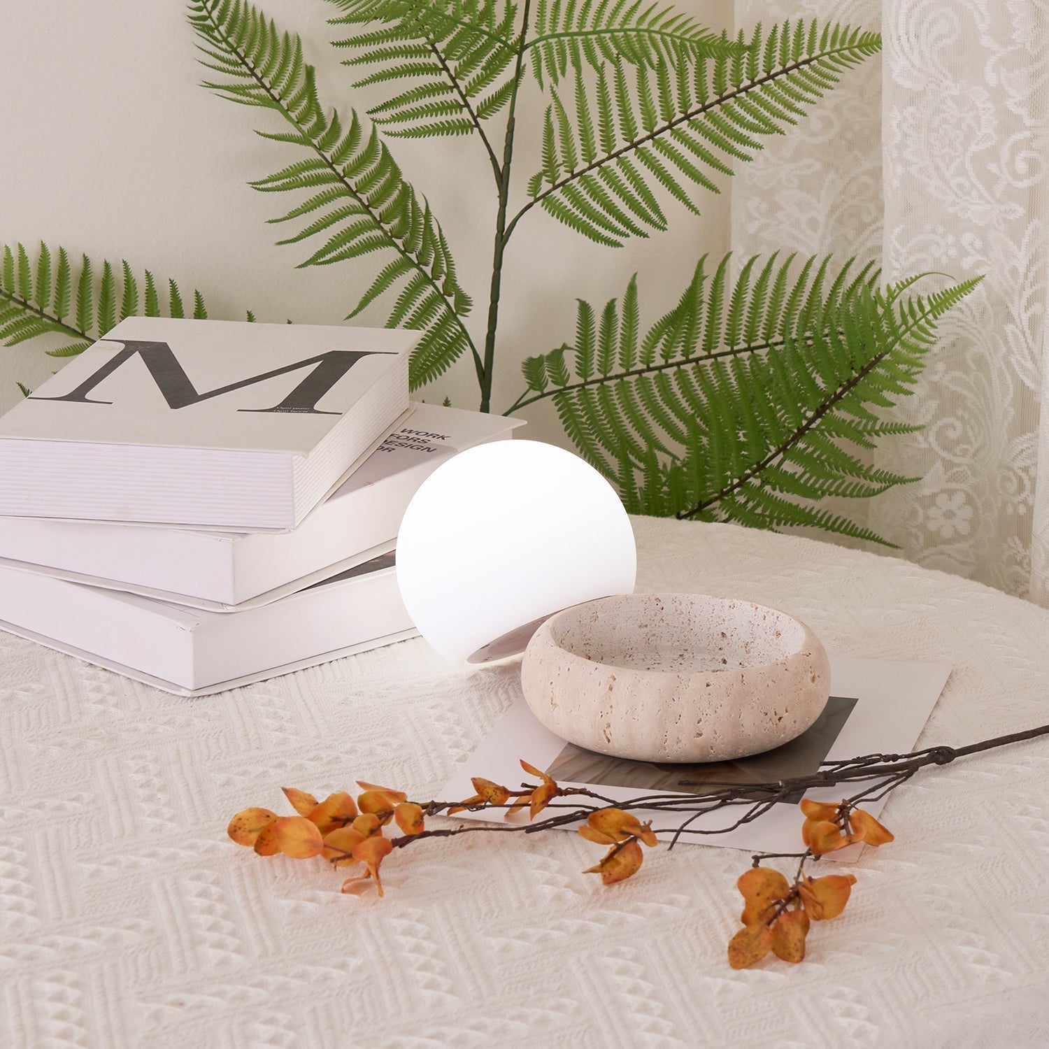 Travertine Globe Table Lamp Mini – Home Decor, Gift