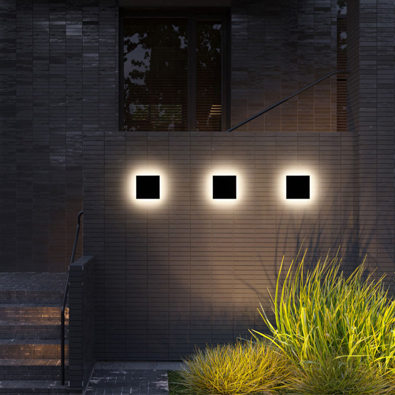 Minimalist Outdoor Wall Lamp LED, Round/Square, Black/White – Garden, Patio