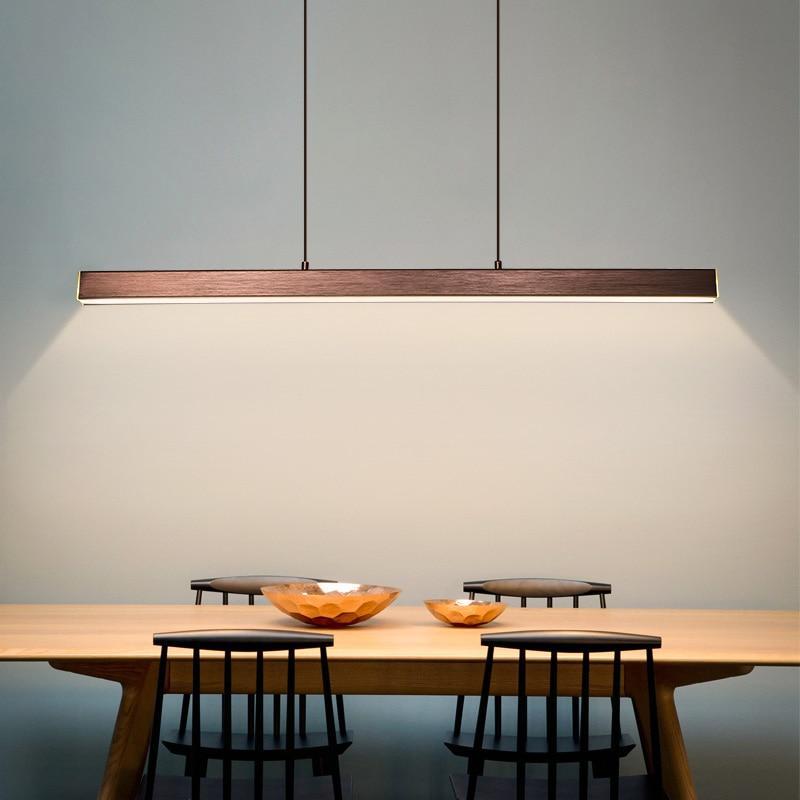 Moderne Lineare Metall LED Pendelleuchte Schwarz/Braun – Wohnzimmer, Esszimmer