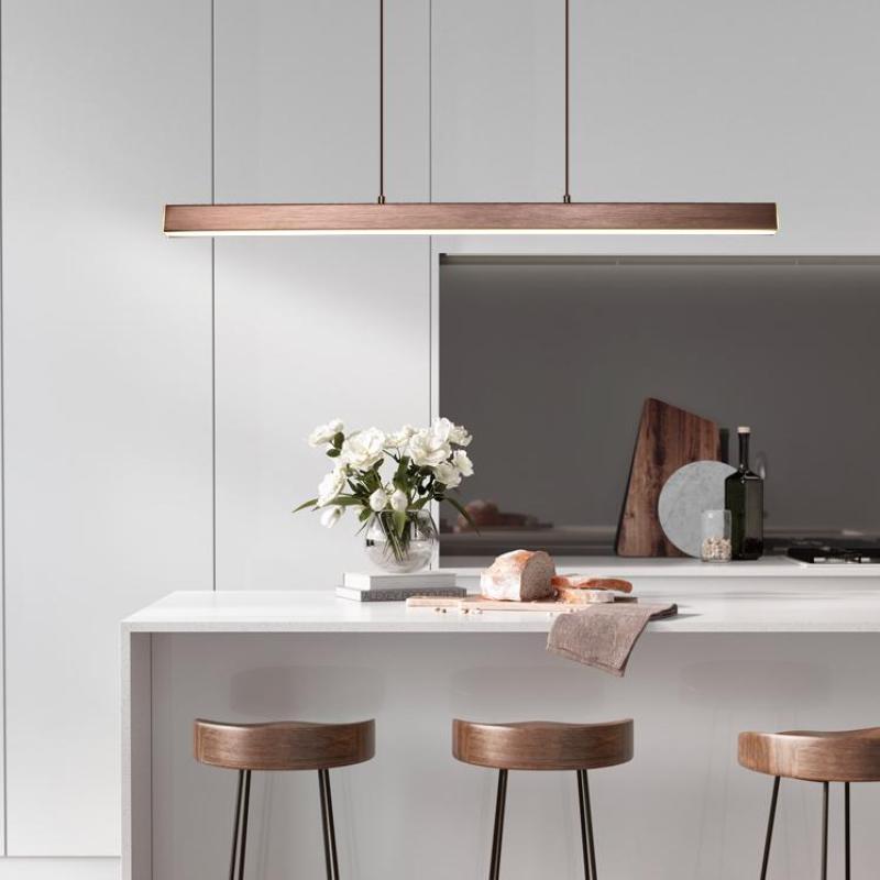 Moderne Lineare Metall LED Pendelleuchte Schwarz/Braun – Wohnzimmer, Esszimmer