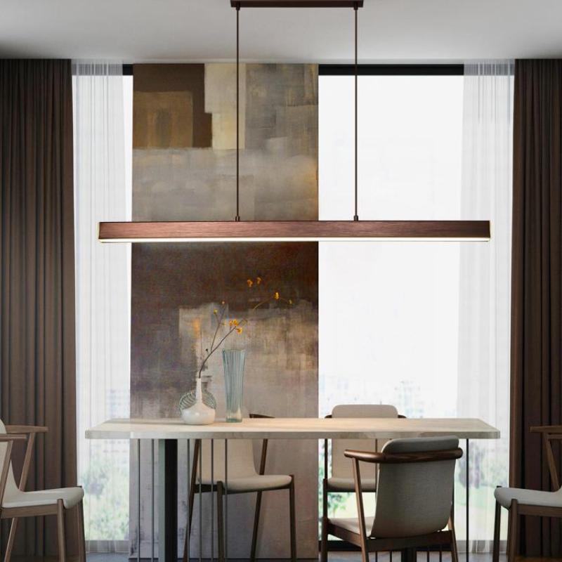 Moderne Lineare Metall LED Pendelleuchte Schwarz/Braun – Wohnzimmer, Esszimmer