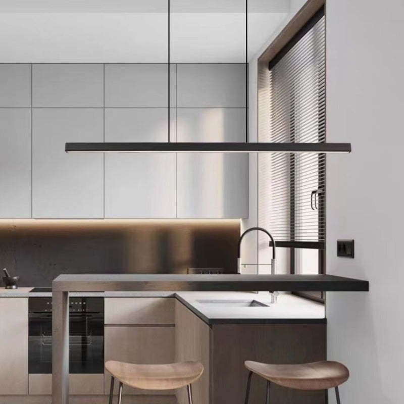 Moderne Lineare Metall LED Pendelleuchte Schwarz/Braun – Wohnzimmer, Esszimmer