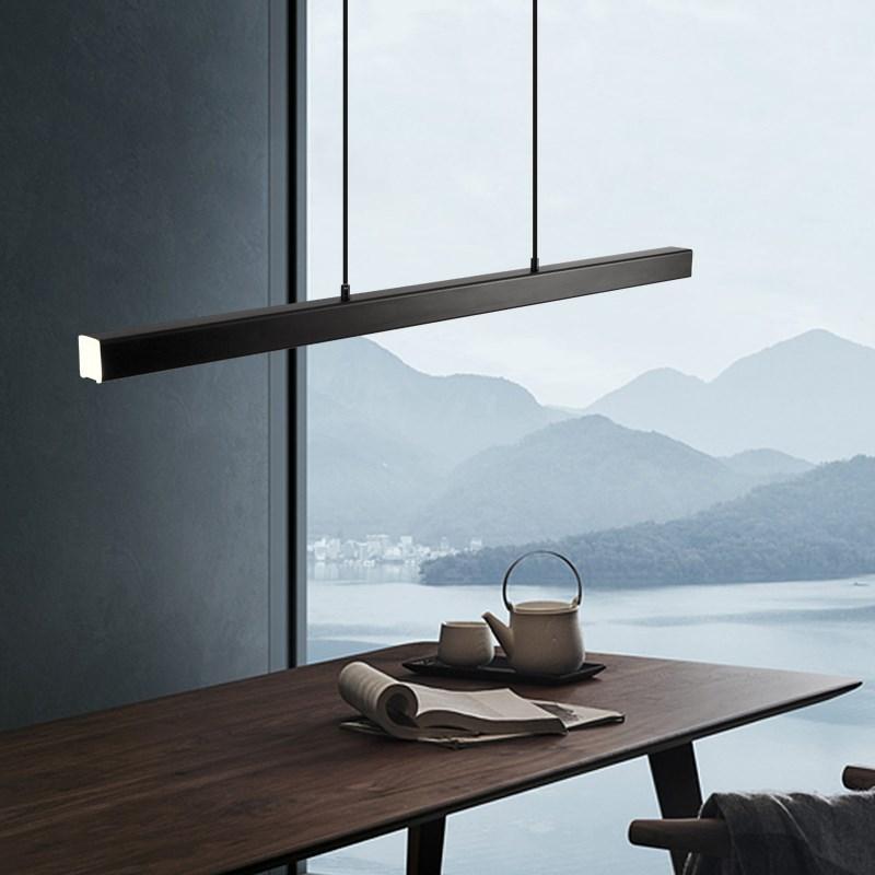 Moderne Lineare Metall LED Pendelleuchte Schwarz/Braun – Wohnzimmer, Esszimmer
