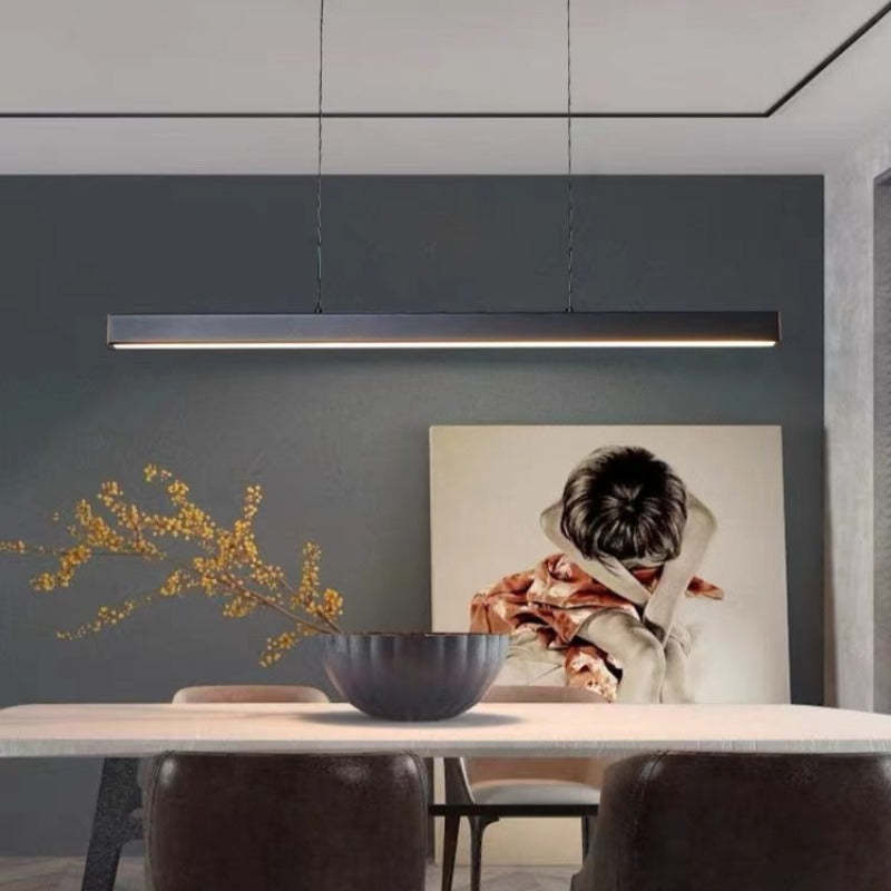 Moderne Lineare Metall LED Pendelleuchte Schwarz/Braun – Wohnzimmer, Esszimmer