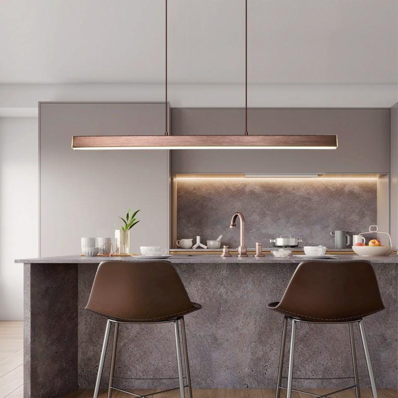 Moderne Lineare Metall LED Pendelleuchte Schwarz/Braun – Wohnzimmer, Esszimmer