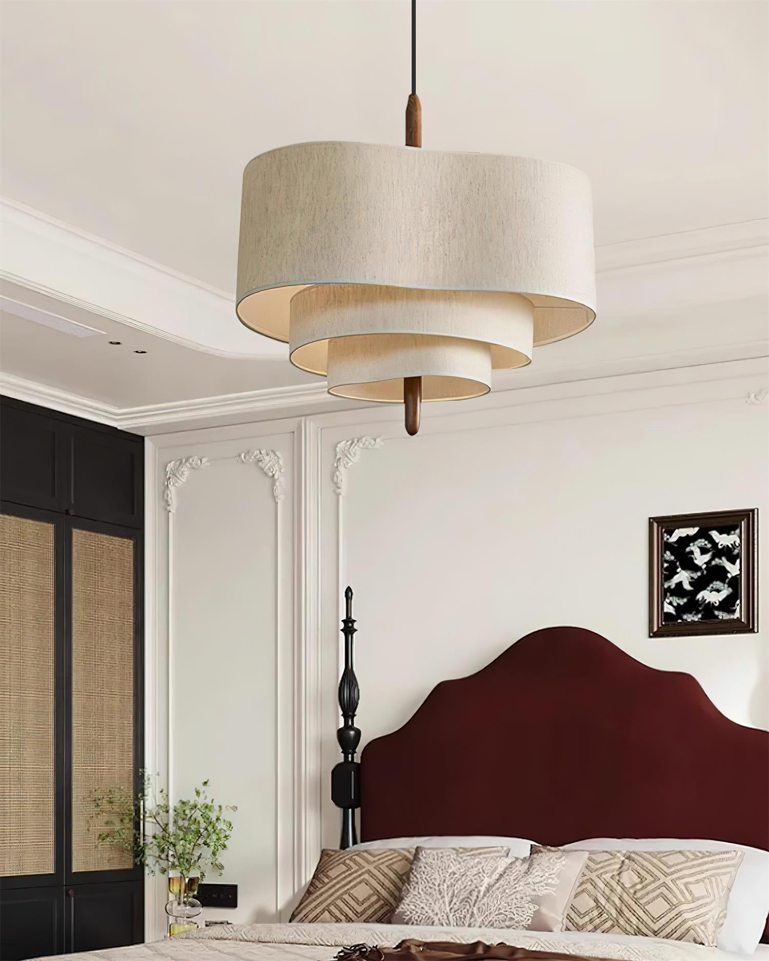 Pendelleuchte aus grünem Stoff – Wohnzimmer, Esszimmer