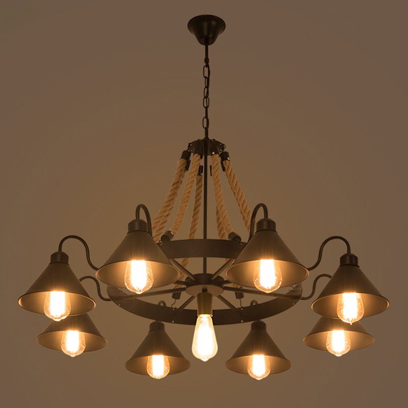 Vintage Industrial Rope Chandelier – Living Room, Home Decor