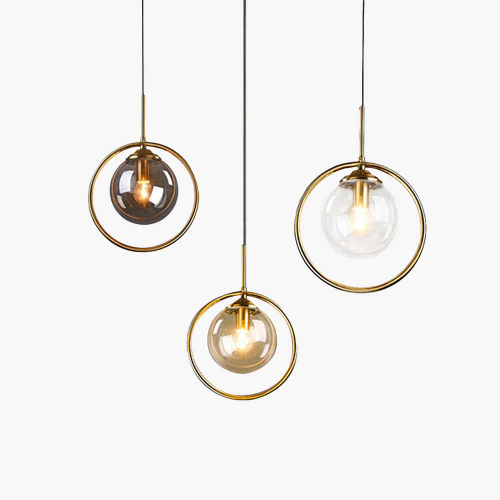 Zoey Glass Pendant Light with Metal Ring – Home Decor, Modern Lighting