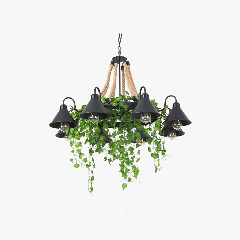Retro LED Chandelier Black Metal – Restaurant, Living Room