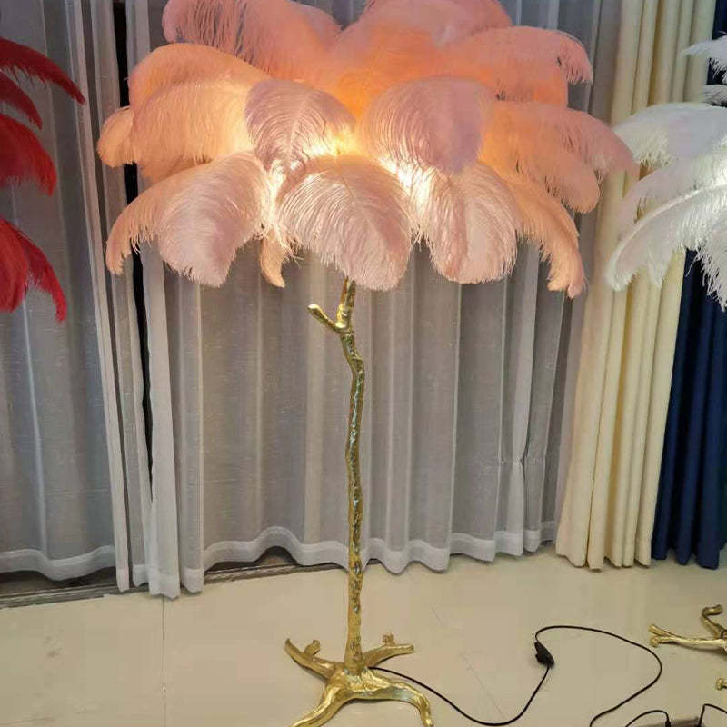 Nordic Luxury Ostrich Feather Floor/Table Lamp – Home Decor, Elegant Lighting