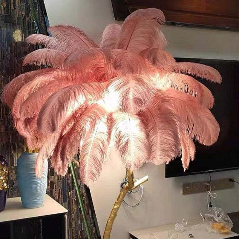 Nordic Luxury Ostrich Feather Floor/Table Lamp – Home Decor, Elegant Lighting