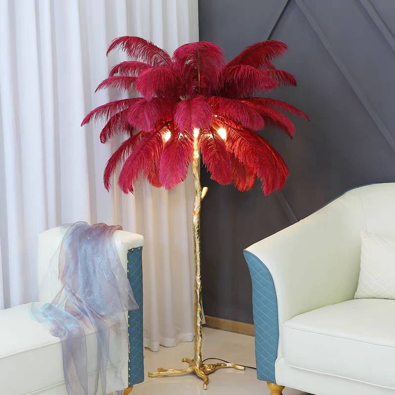Nordic Luxury Ostrich Feather Floor/Table Lamp – Home Decor, Elegant Lighting