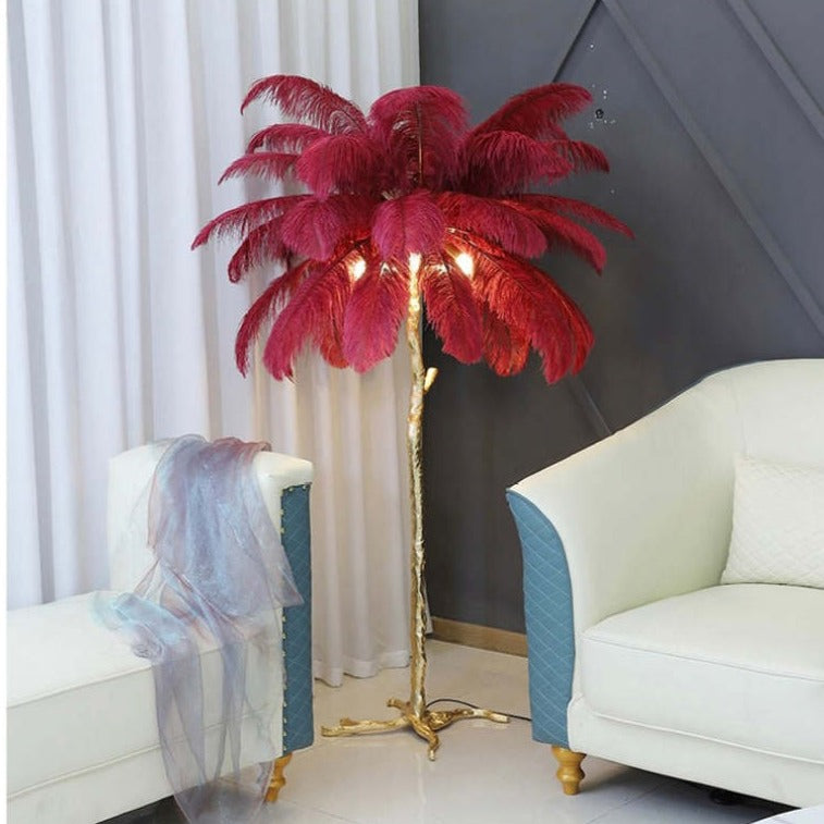 Nordic Luxury Ostrich Feather Floor/Table Lamp – Home Decor, Elegant Lighting