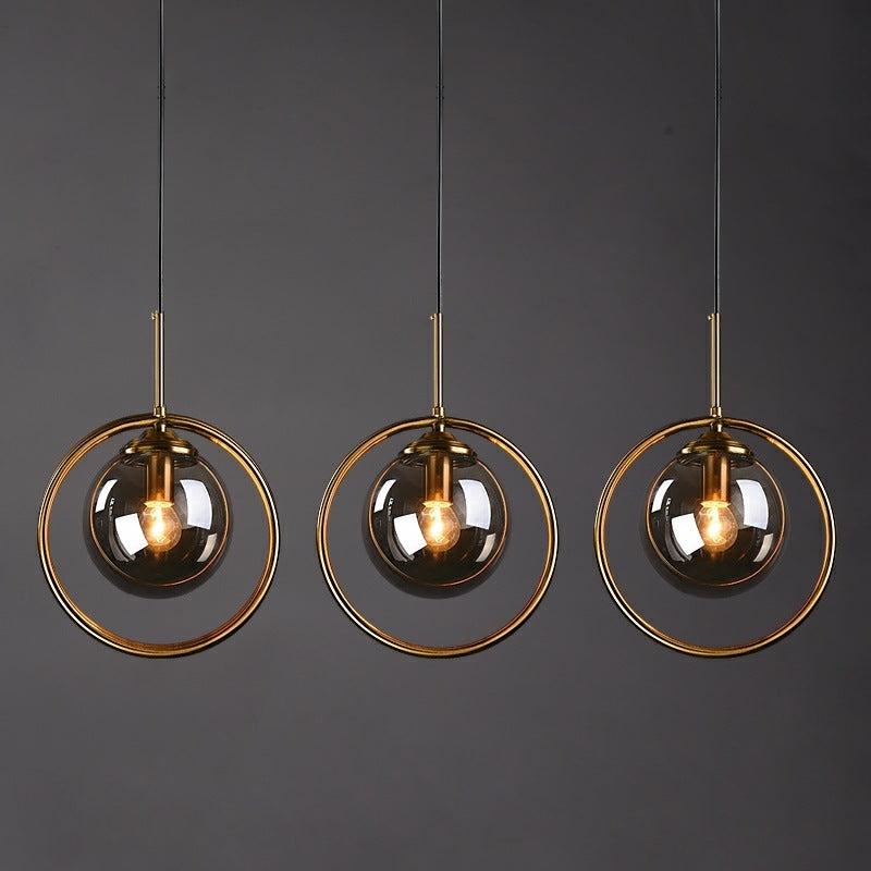 Zoey Glass Pendant Light with Metal Ring – Home Decor, Modern Lighting