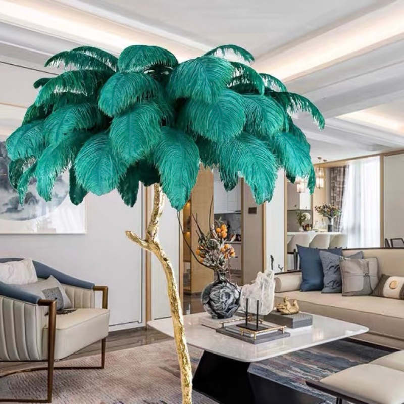 Nordic Luxury Ostrich Feather Floor/Table Lamp – Home Decor, Elegant Lighting
