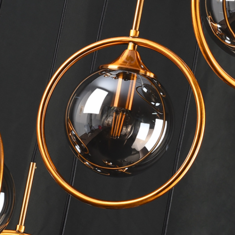 Moderne Spiral-Ball-Glas Treppen-Chandelier – Wohnraum, Beleuchtung