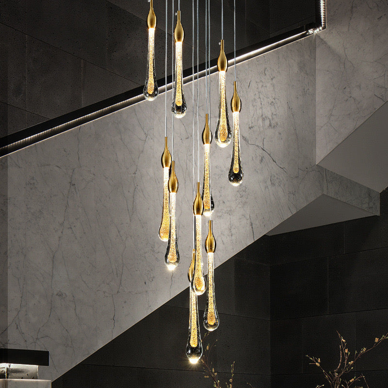 Teardrop Crystal Chandelier, Gold Finish – Home Decor, Elegant Lighting