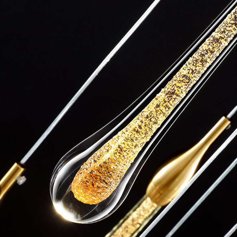 Teardrop Crystal Chandelier, Gold Finish – Home Decor, Elegant Lighting