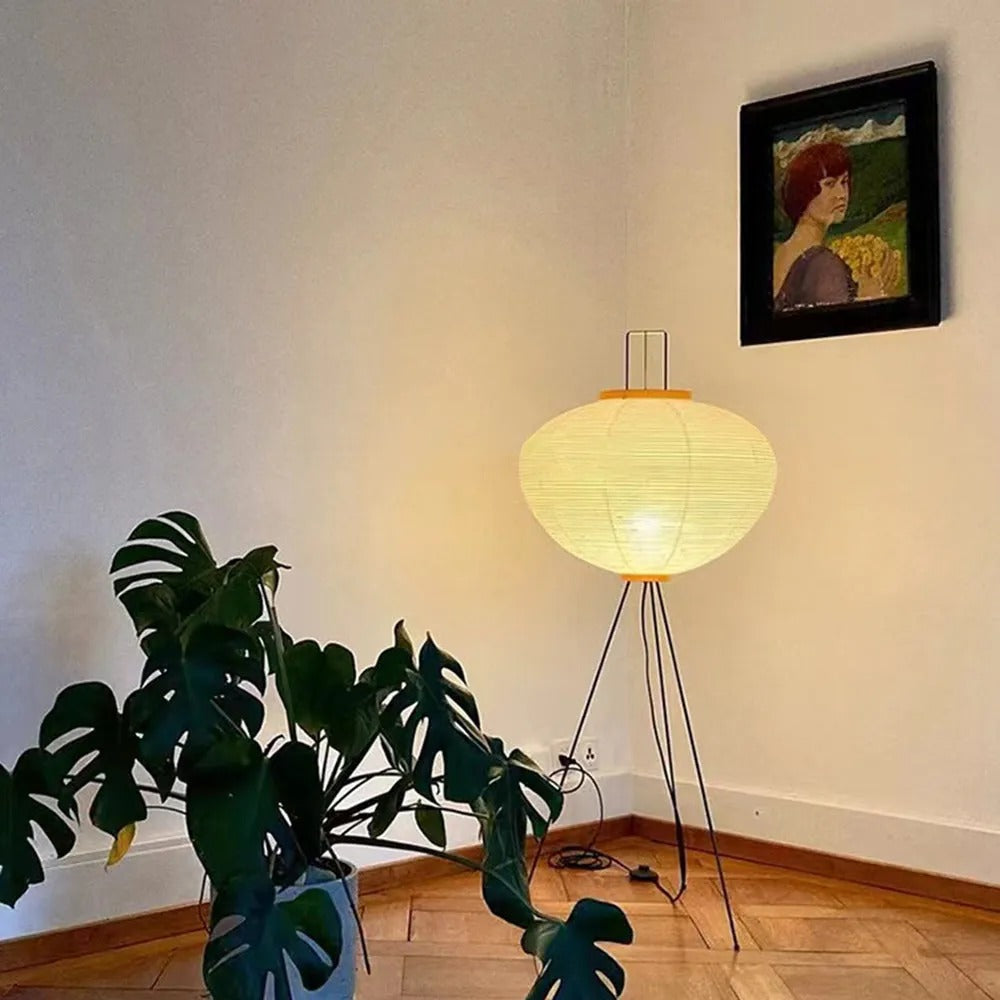 Minimalist Tripod Lantern Floor Lamp, White – Home Decor, Ambient Lighting